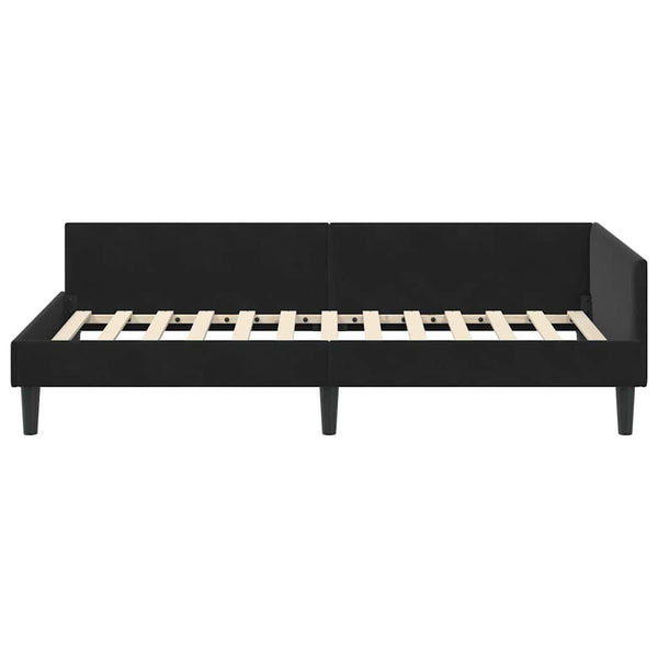 Eckbettgestell Schwarz Samt 90x190 cm