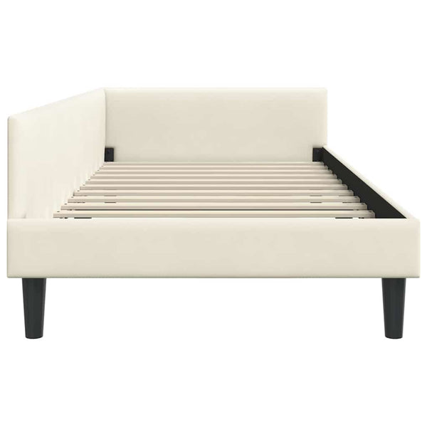 Eckbettgestell Creme Samt 90x190 cm
