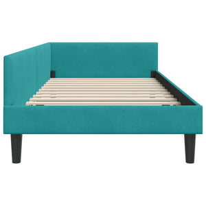 Eckbettgestell Türkis Samt 90x190 cm