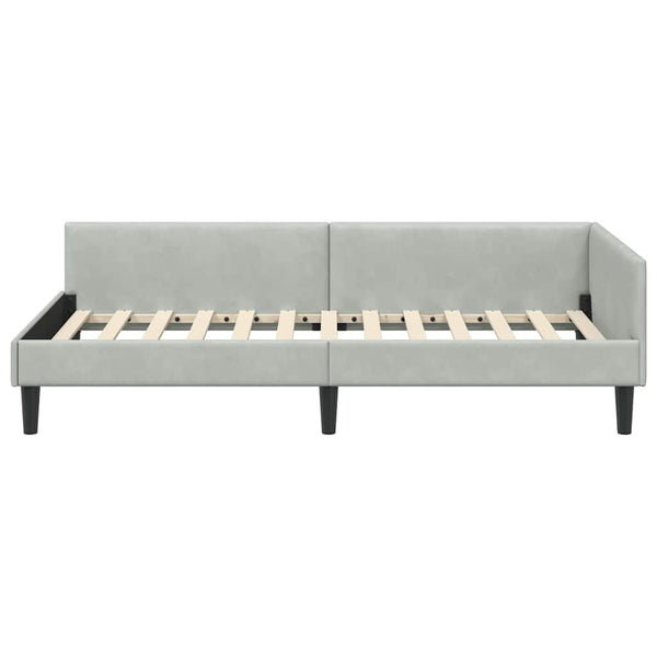 Eckbettgestell Hellgrau Samt 90x200 cm