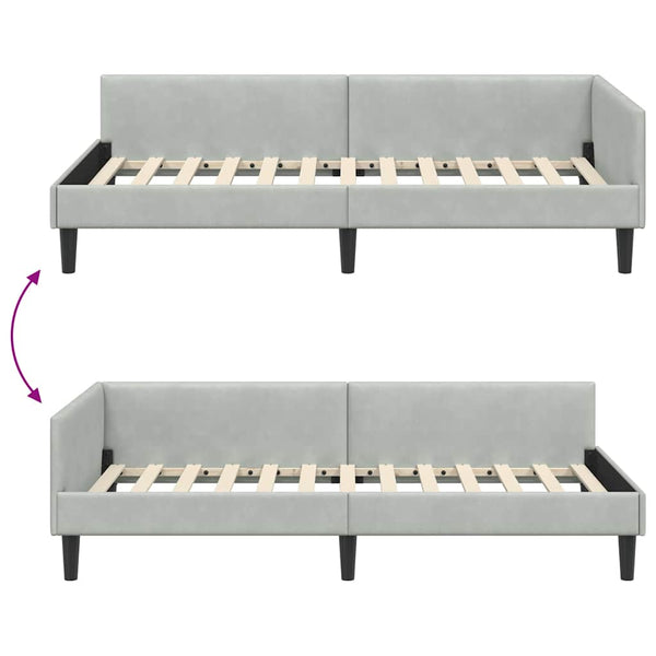 Eckbettgestell Hellgrau Samt 90x200 cm