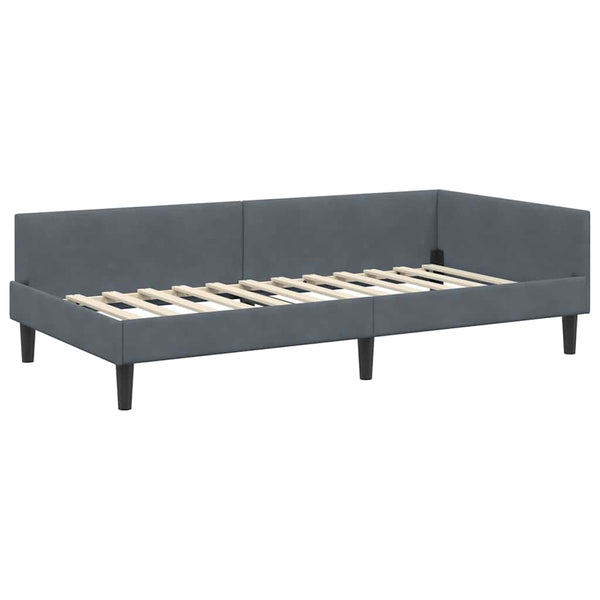 Eckbettgestell Dunkelgrau Samt 90x200 cm