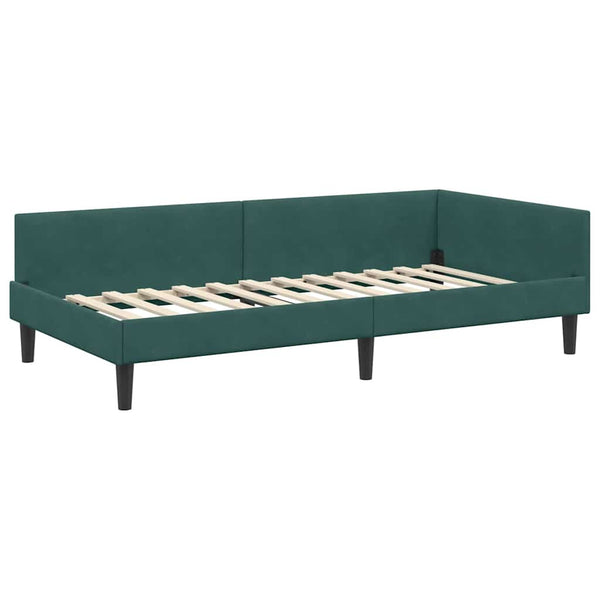 Eckbettgestell Dunkelgrün Samt 90x200 cm