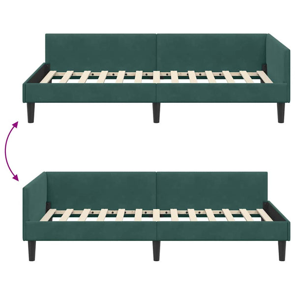 Eckbettgestell Dunkelgrün Samt 90x200 cm