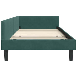 Eckbettgestell Dunkelgrün Samt 90x200 cm