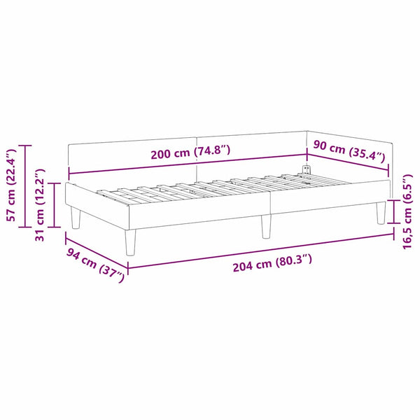 Eckbettgestell Dunkelgrün Samt 90x200 cm