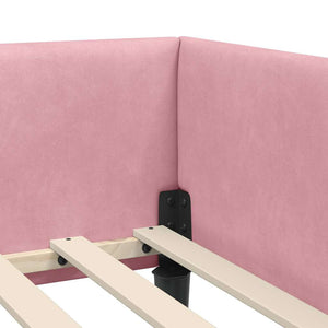 Eckbettgestell Rosa Samt 90x200 cm