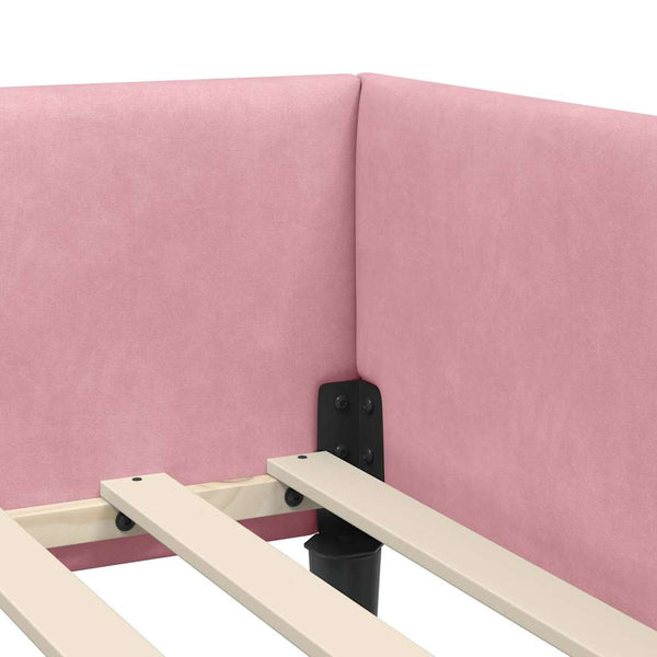 Eckbettgestell Rosa Samt 90x200 cm