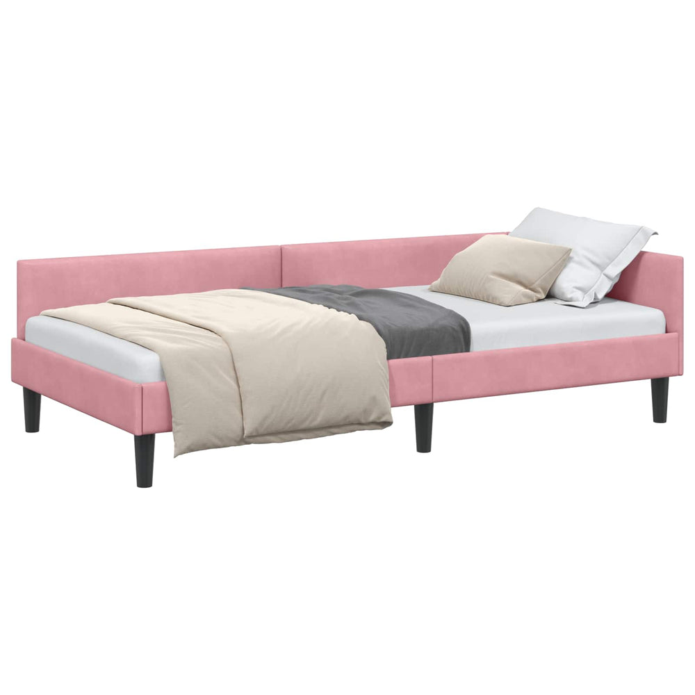 Eckbettgestell Rosa Samt 90x200 cm