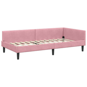 Eckbettgestell Rosa Samt 90x200 cm