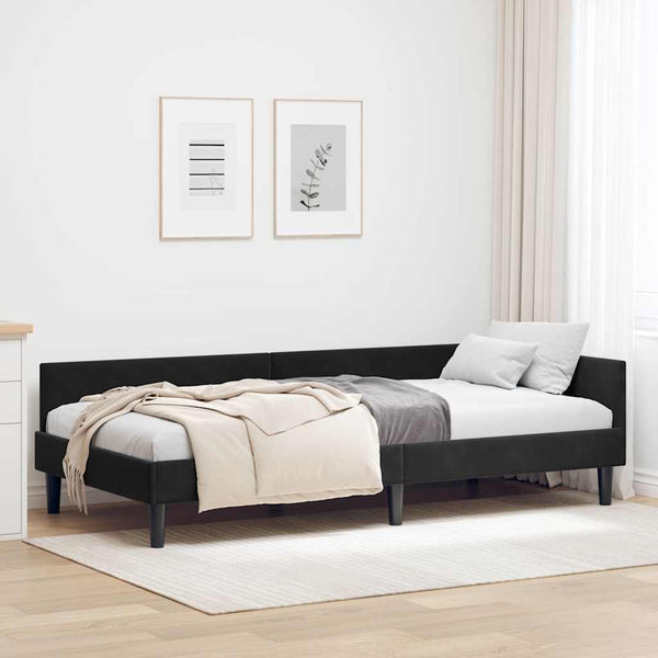 Eckbettgestell Schwarz Samt 90x200 cm