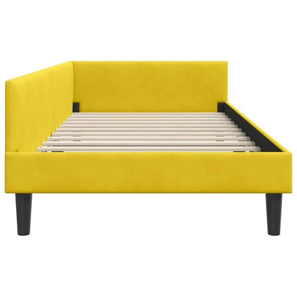 Gelbes Eckbettgestell mit Kopfteil Samt 90x200 cm
