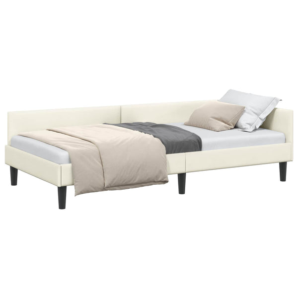 Eckbettgestell Creme Samt 90x200 cm