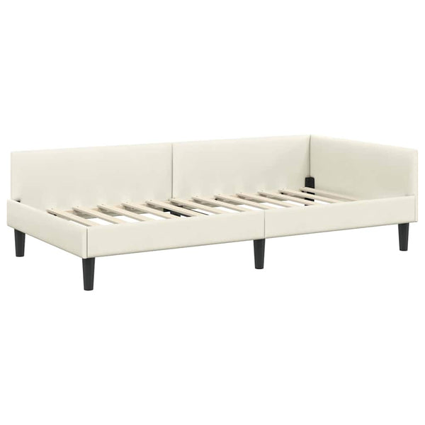 Eckbettgestell Creme Samt 90x200 cm
