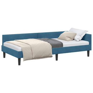 Eckbettgestell Blau Samt 100x200 cm