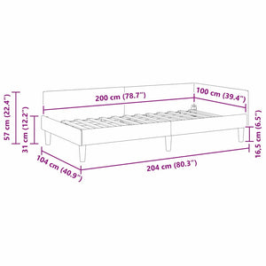 Eckbettgestell Hellgrau Samt 100x200 cm