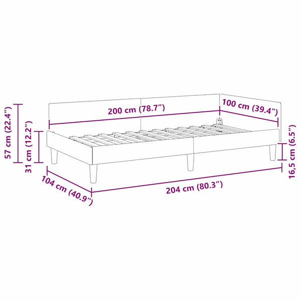 Eckbettgestell Dunkelgrau Samt 100x200 cm