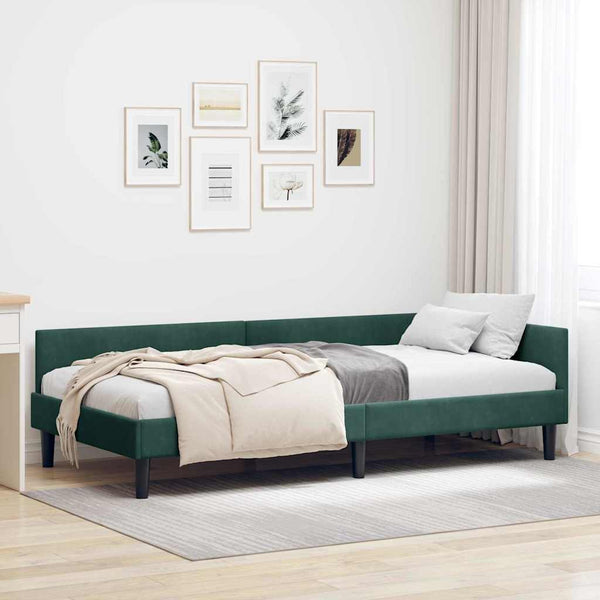 Eckbettgestell Dunkelgrün Samt 100x200 cm
