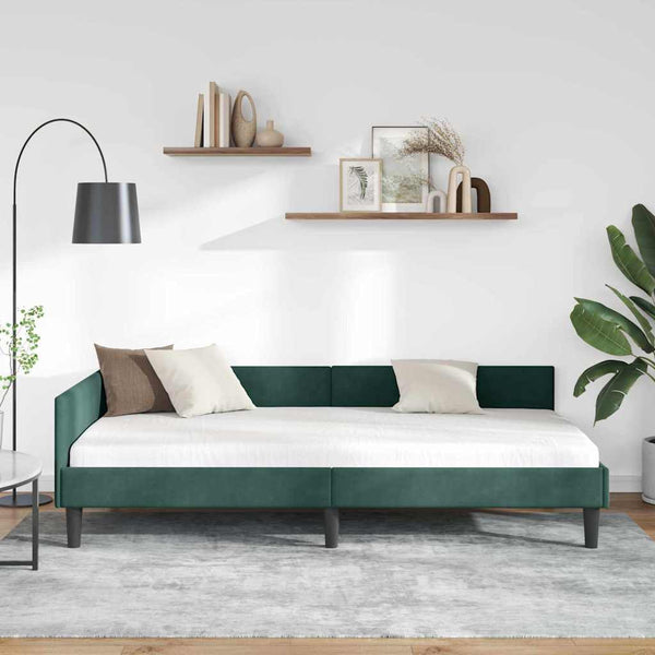 Eckbettgestell Dunkelgrün Samt 100x200 cm