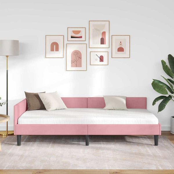 Eckbettgestell Rosa Samt 100x200 cm