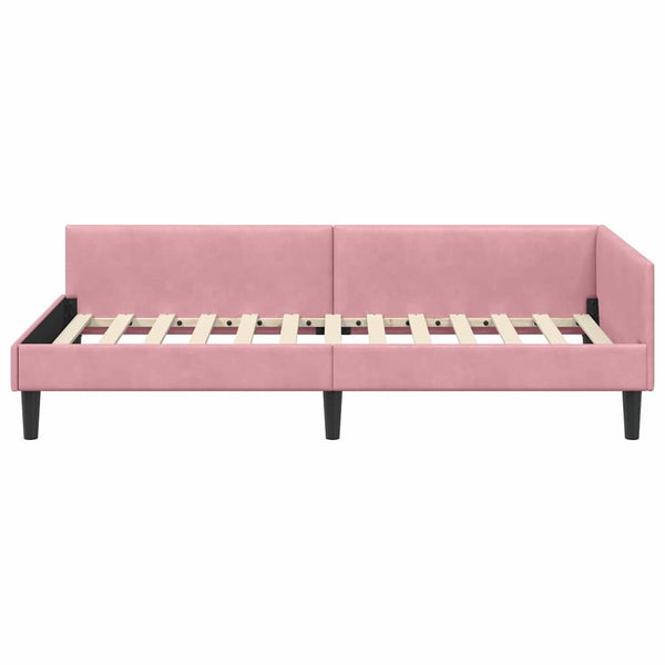 Eckbettgestell Rosa Samt 100x200 cm