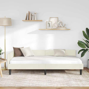 Eckbettgestell Creme Samt 100x200 cm