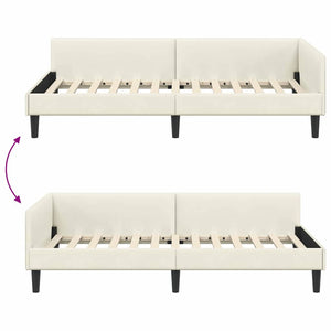 Eckbettgestell Creme Samt 100x200 cm