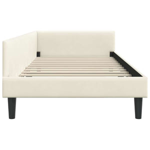 Eckbettgestell Creme Samt 100x200 cm
