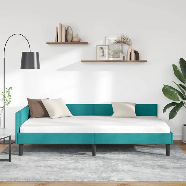 Eckbettgestell Türkis Samt 100x200 cm