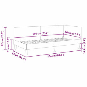 Schwarzes Eckbettgestell 80x200 cm
