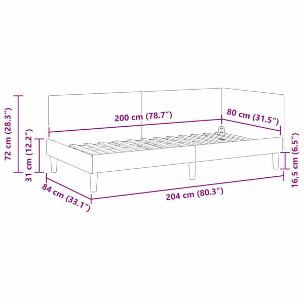 Eckbettgestell Taupe 80x200 cm