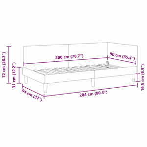 Eckbettgestell Dunkelgrau 90x200 cm