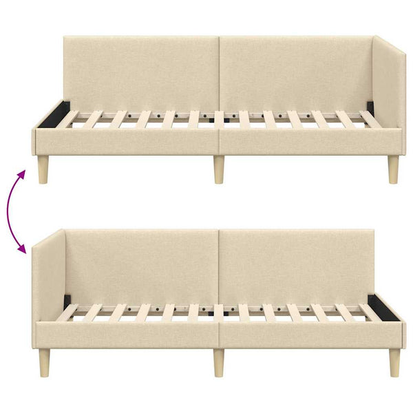 Eckbettgestell Creme 90x200 cm