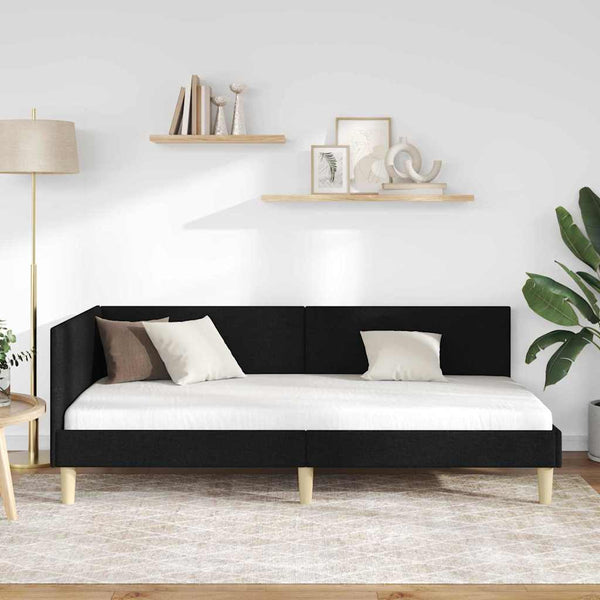 Schwarzes Eckbettgestell 100x200 cm