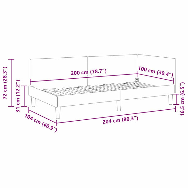 Schwarzes Eckbettgestell 100x200 cm