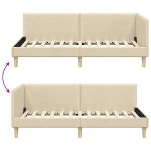 Eckbettgestell Creme 100x200 cm