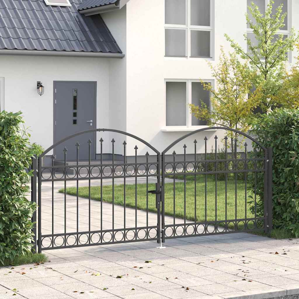 Abschließbares Gartentor Assen, Stahl Grau 301x175,5cm