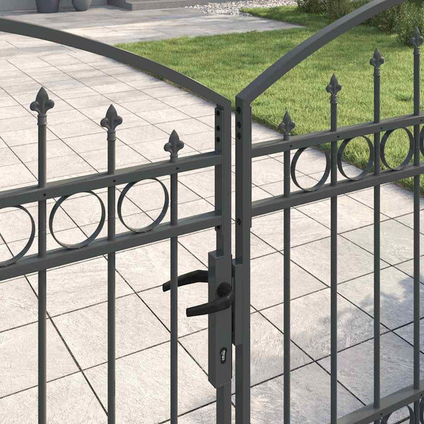 Abschließbares Gartentor Stahl Grau 401x175,5 cm