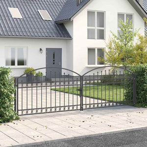 Abschließbares Gartentor Stahl Grau 401x175,5 cm