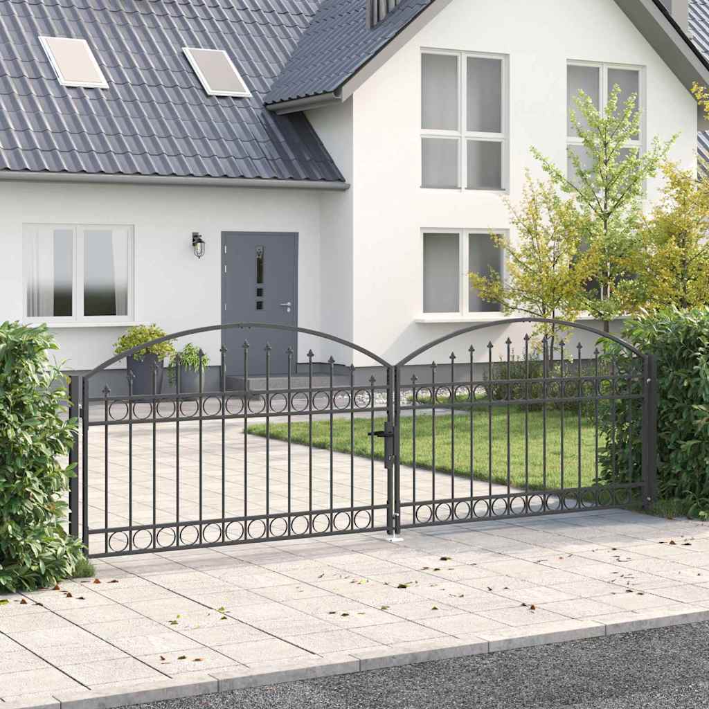 Abschließbares Gartentor Stahl Grau 401x175,5 cm