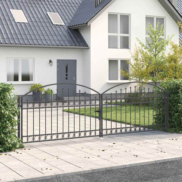 Abschließbares Gartentor Stahl Grau 401x175,5 cm