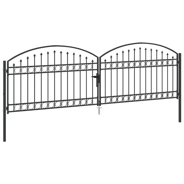 Abschließbares Gartentor Stahl Grau 401x175,5 cm
