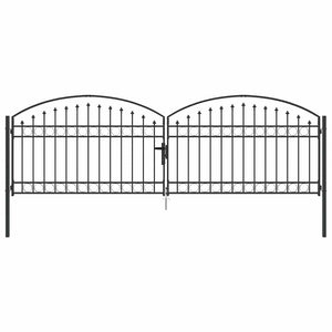 Abschließbares Gartentor Stahl Grau 401x175,5 cm