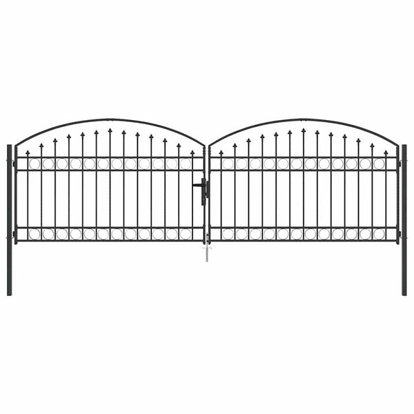 Abschließbares Gartentor Stahl Grau 401x175,5 cm