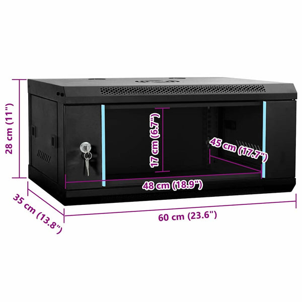 Netzwerkschrank Schwarz 60x35x28cm