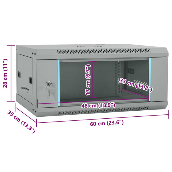 Netzwerkschrank mit Speicher Grau 60x35x28cm
