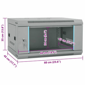 Netzwerkschrank mit Speicher Grau 60x45x35 cm