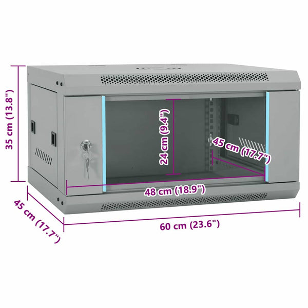 Netzwerkschrank mit Speicher Grau 60x45x35 cm