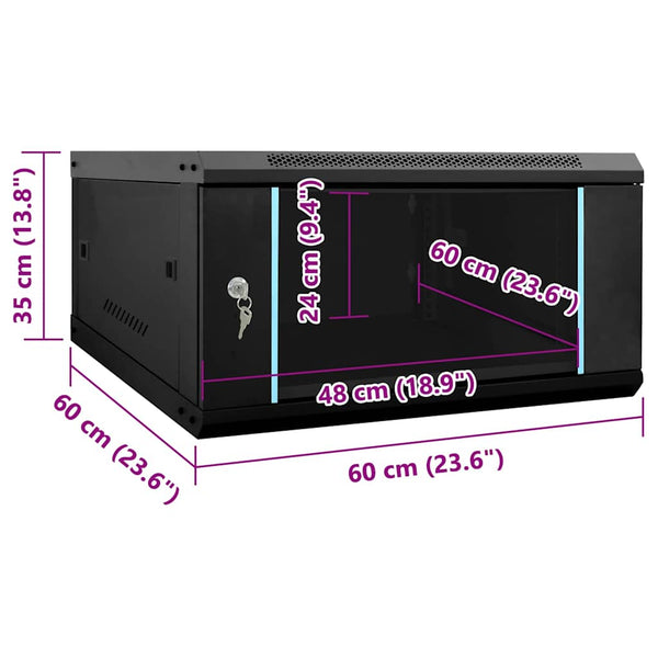 Netzwerkschrank mit Speicher Schwarz 60x60x35cm