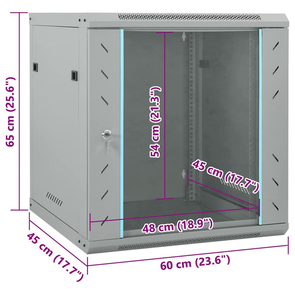 Netzwerkschrank Grau 60x45x65cm Stahl